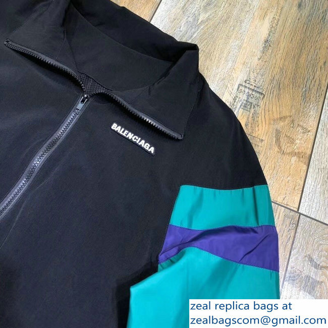 Balenciaga Tracksuit Jacket Black/Green 2018 - Click Image to Close