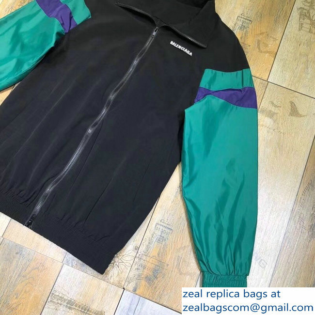 Balenciaga Tracksuit Jacket Black/Green 2018 - Click Image to Close