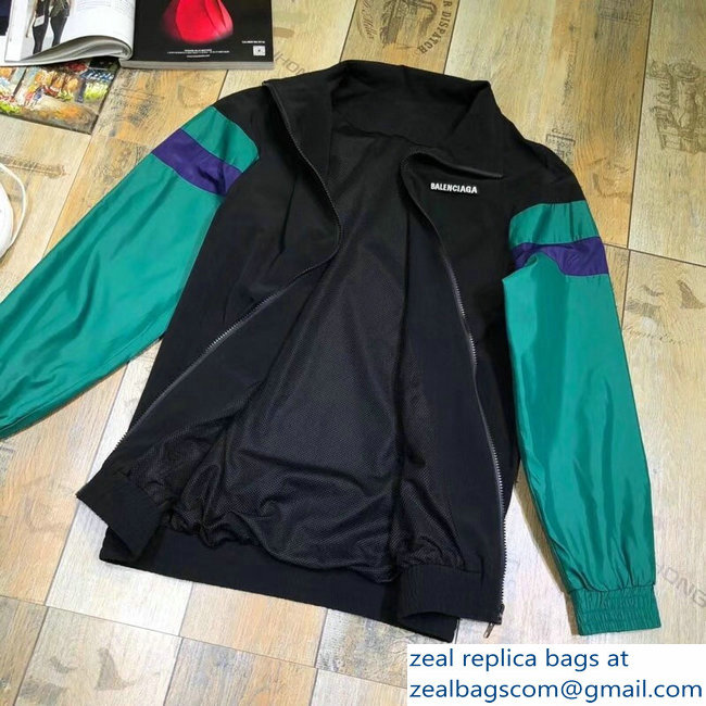 Balenciaga Tracksuit Jacket Black/Green 2018 - Click Image to Close