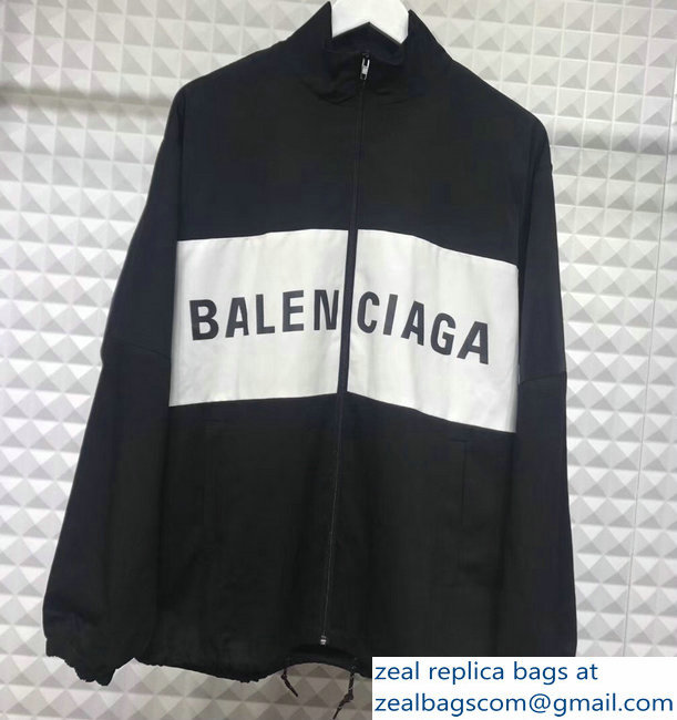 Balenciaga Tracksuit Jacket Logo Black/White 2018 - Click Image to Close