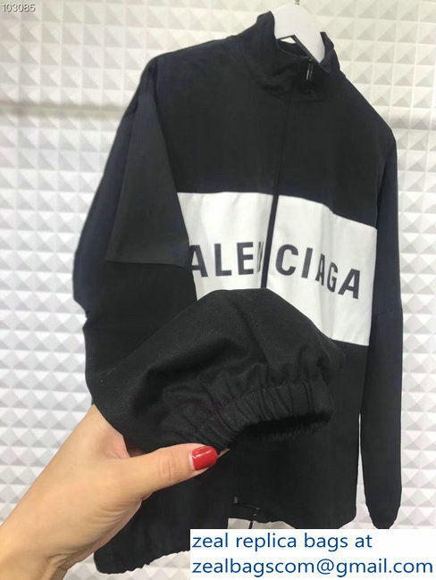 Balenciaga Tracksuit Jacket Logo Black/White 2018 - Click Image to Close