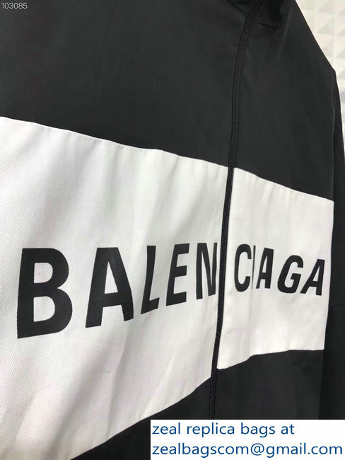 Balenciaga Tracksuit Jacket Logo Black/White 2018 - Click Image to Close