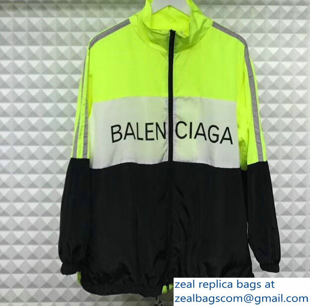 Balenciaga Tracksuit Jacket Logo Fluo Green/White/Black 2018 - Click Image to Close