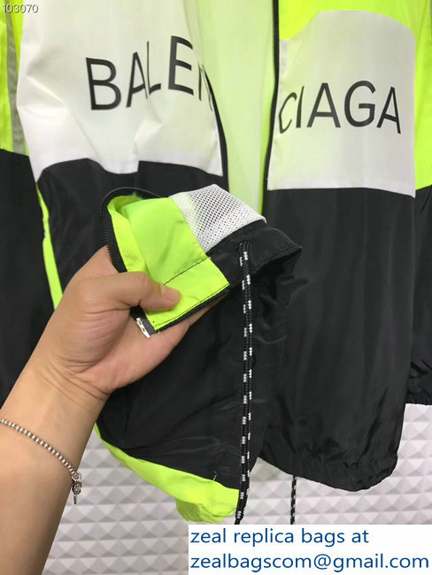 Balenciaga Tracksuit Jacket Logo Fluo Green/White/Black 2018 - Click Image to Close