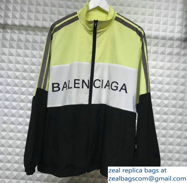 Balenciaga Tracksuit Jacket Logo Fluo Yellow/White/Black 2018 - Click Image to Close