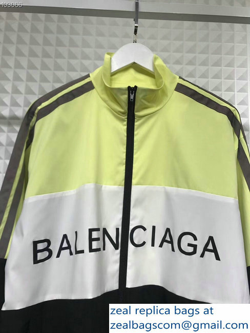 Balenciaga Tracksuit Jacket Logo Fluo Yellow/White/Black 2018 - Click Image to Close