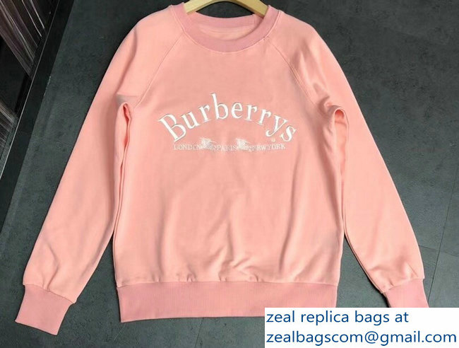 Burberry Embroidered Archive Logo Jersey Sweatshirt Pink 2018 - Click Image to Close