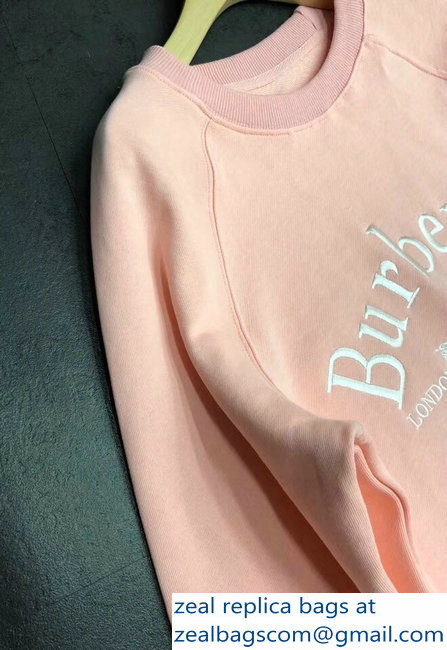 Burberry Embroidered Archive Logo Jersey Sweatshirt Pink 2018 - Click Image to Close