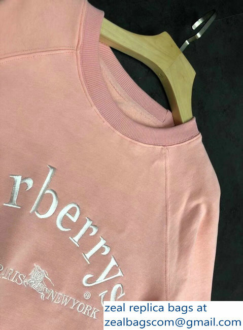 Burberry Embroidered Archive Logo Jersey Sweatshirt Pink 2018 - Click Image to Close