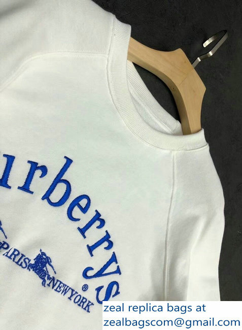 Burberry Embroidered Archive Logo Jersey Sweatshirt White 2018
