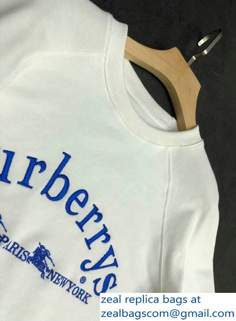 Burberry Embroidered Archive Logo Jersey Sweatshirt White 2018 - Click Image to Close