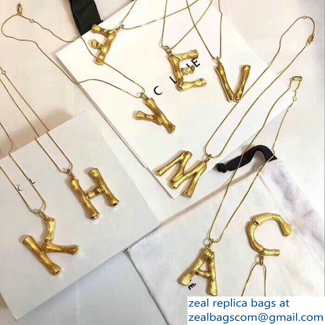 Celine Brass Twig-Shaped Pendant Necklace Large Size - Click Image to Close