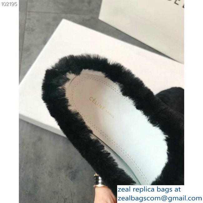 Celine Cosy Slipper Flats In Shearling Black 2018 - Click Image to Close