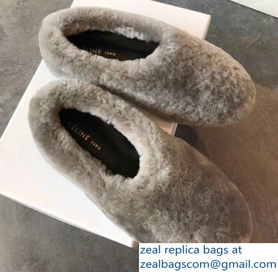 Celine Cosy Slipper Flats In Shearling Gray 2018