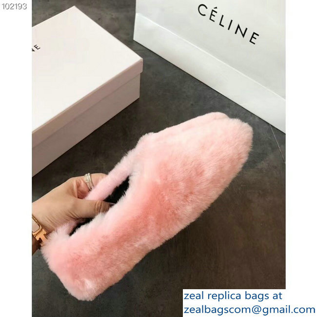 Celine Cosy Slipper Flats In Shearling Pink 2018