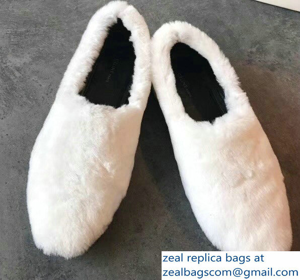 Celine Cosy Slipper Flats In Shearling White 2018