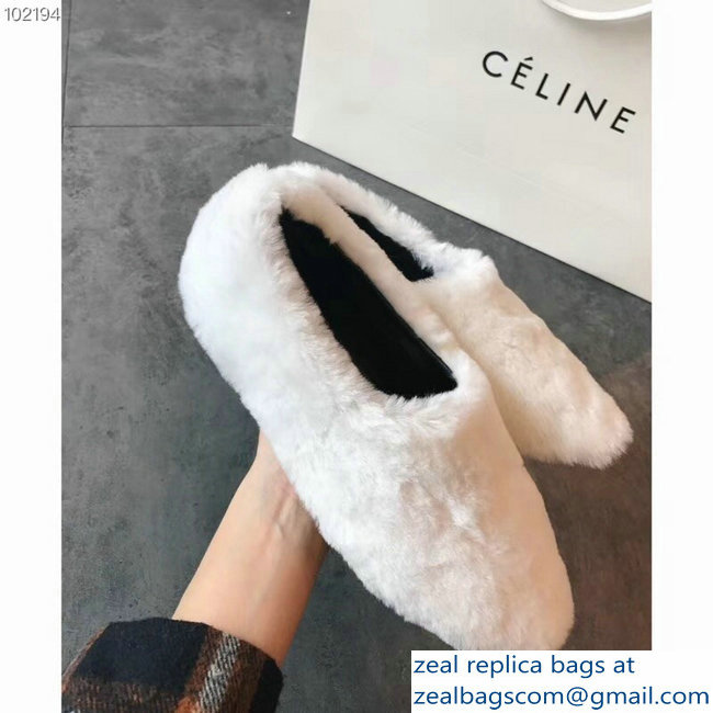 Celine Cosy Slipper Flats In Shearling White 2018