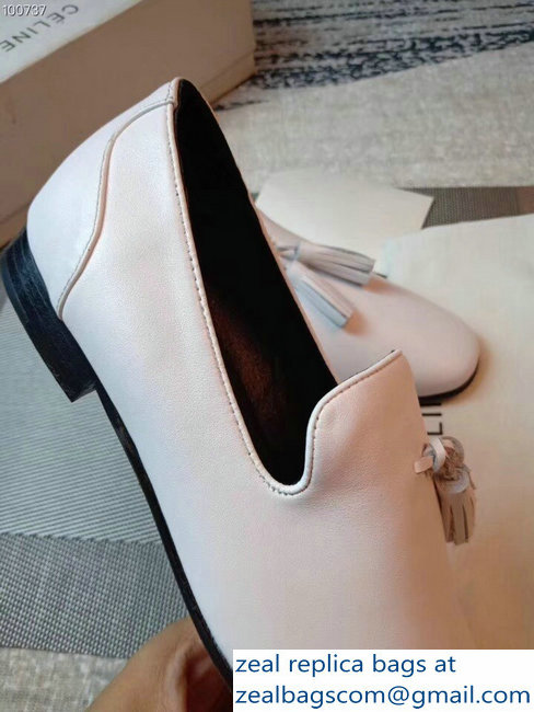 Celine Fringe Loafers White 2018