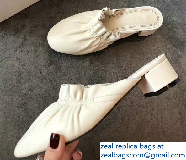 Celine Heel 3.5cm Home Slipper Mules In Nappa Lambskin White 2018 - Click Image to Close