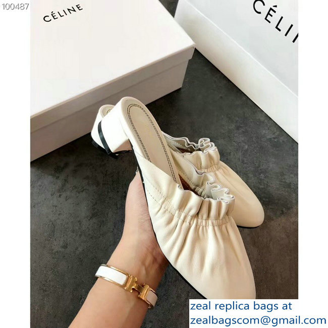 Celine Heel 3.5cm Home Slipper Mules In Nappa Lambskin White 2018