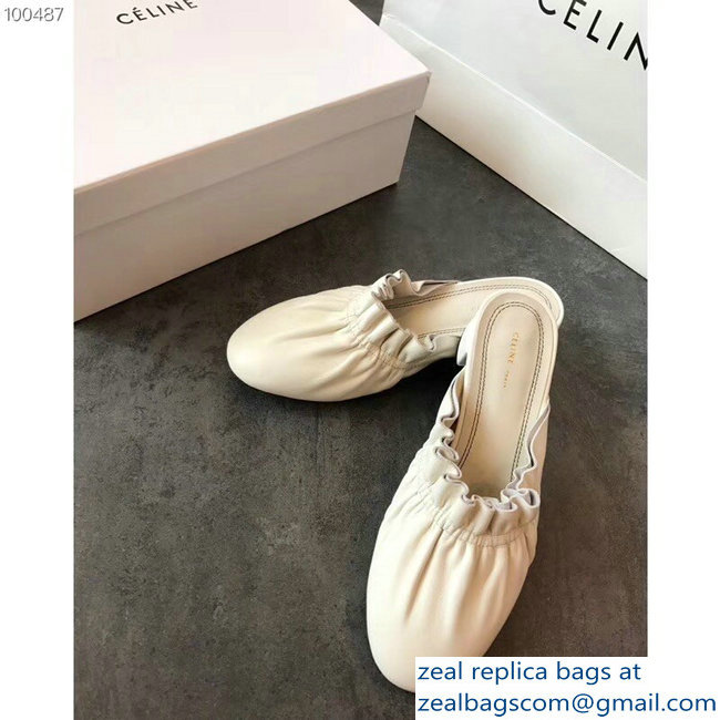 Celine Heel 3.5cm Home Slipper Mules In Nappa Lambskin White 2018