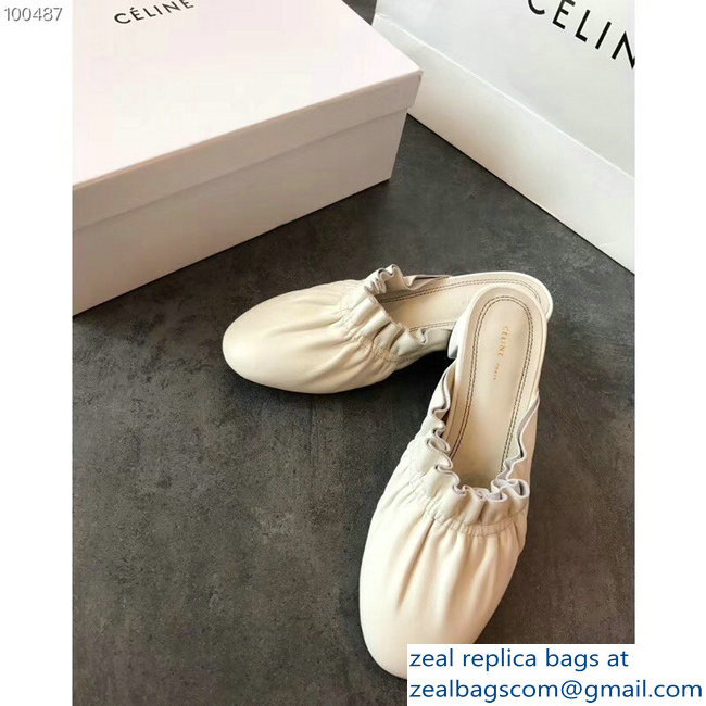 Celine Heel 3.5cm Home Slipper Mules In Nappa Lambskin White 2018 - Click Image to Close