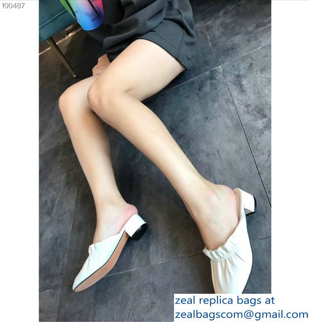 Celine Heel 3.5cm Home Slipper Mules In Nappa Lambskin White 2018 - Click Image to Close