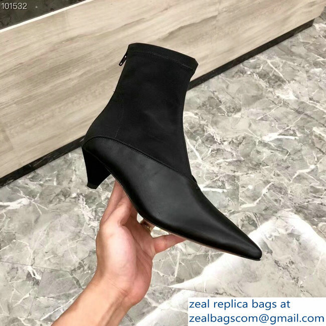 Celine Heel 4.5cm Stretch Soft V Neck Ankle Boots Black 2018 - Click Image to Close