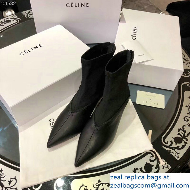 Celine Heel 4.5cm Stretch Soft V Neck Ankle Boots Black 2018 - Click Image to Close