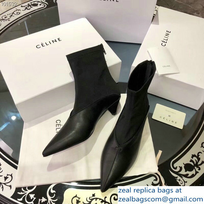 Celine Heel 4.5cm Stretch Soft V Neck Ankle Boots Black 2018