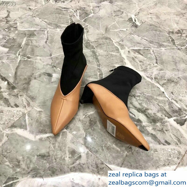 Celine Heel 4.5cm Stretch Soft V Neck Ankle Boots Sand/Black 2018 - Click Image to Close