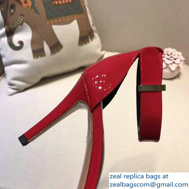 Celine Heel 7.5cm Ankle Strap Sandals Patent Red 2018