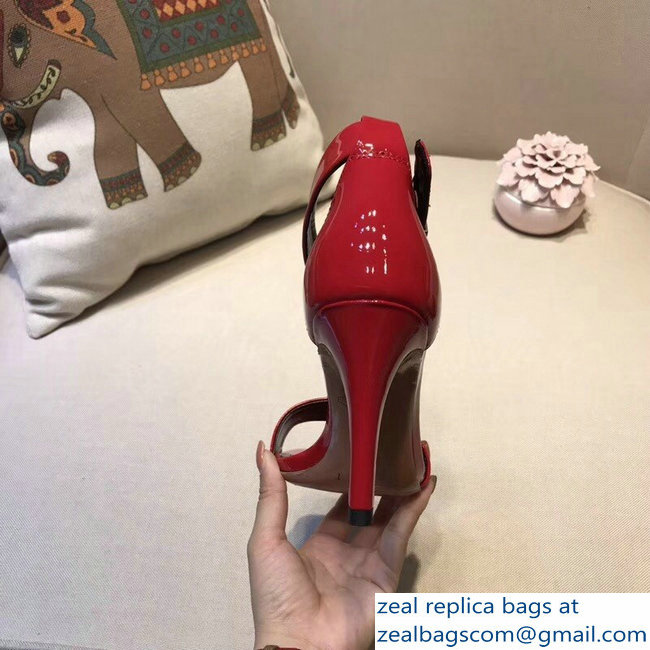 Celine Heel 7.5cm Ankle Strap Sandals Patent Red 2018