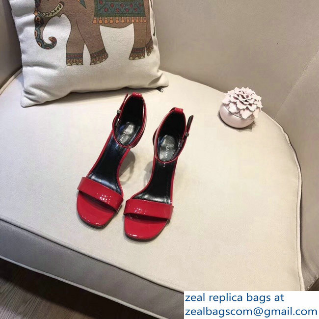 Celine Heel 7.5cm Ankle Strap Sandals Patent Red 2018