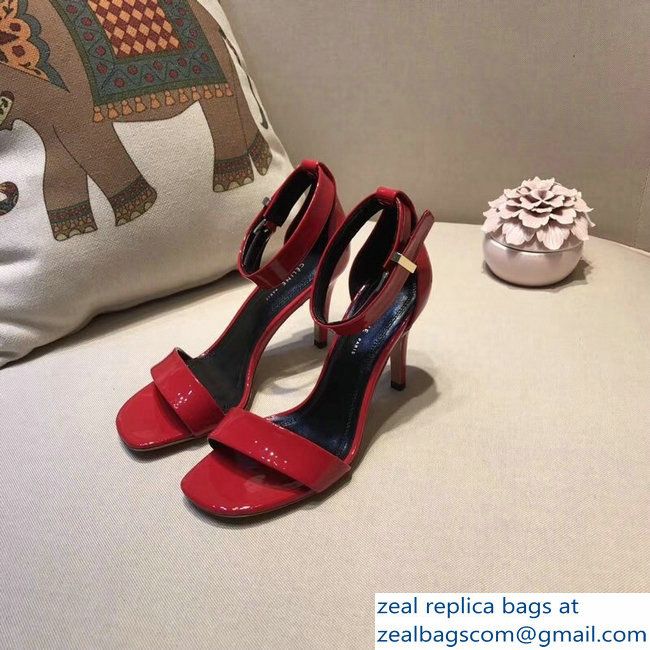 Celine Heel 7.5cm Ankle Strap Sandals Patent Red 2018