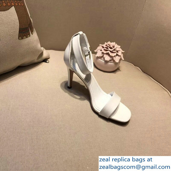 Celine Heel 7.5cm Ankle Strap Sandals Patent White 2018