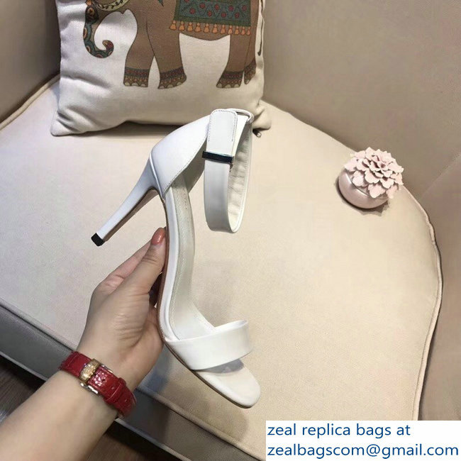 Celine Heel 7.5cm Ankle Strap Sandals Patent White 2018