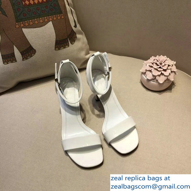 Celine Heel 7.5cm Ankle Strap Sandals Patent White 2018