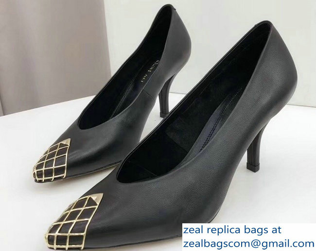 Celine Heel 7.5cm Mesh Metal Pumps Black 2018 - Click Image to Close