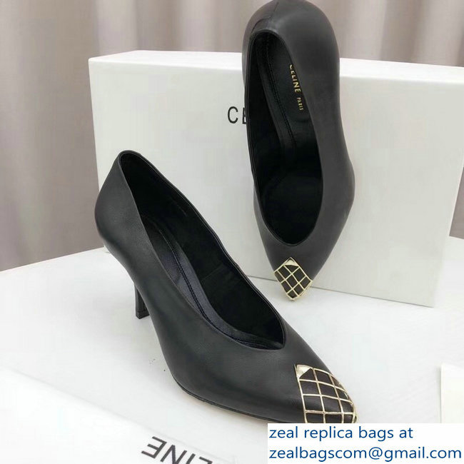 Celine Heel 7.5cm Mesh Metal Pumps Black 2018