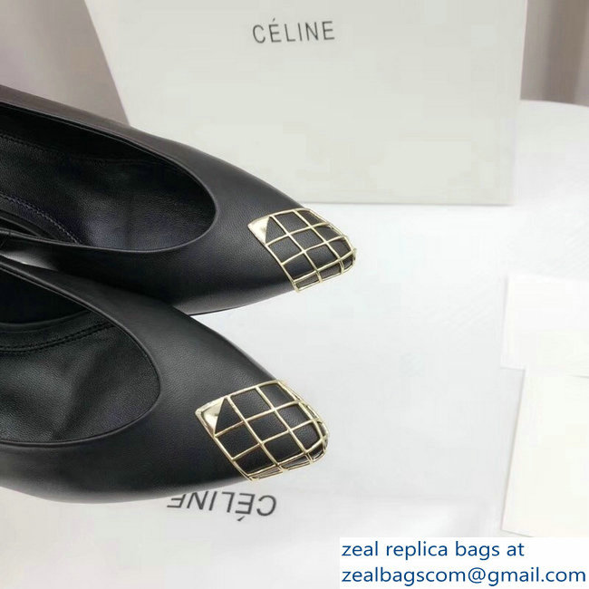 Celine Heel 7.5cm Mesh Metal Pumps Black 2018 - Click Image to Close