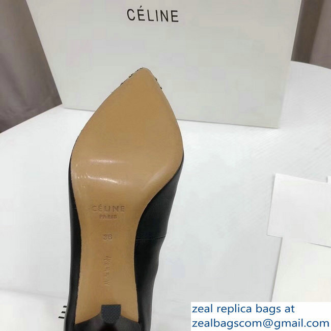 Celine Heel 7.5cm Mesh Metal Pumps Black 2018 - Click Image to Close