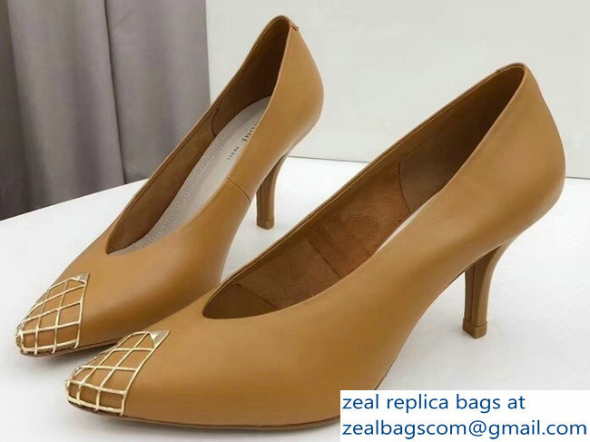 Celine Heel 7.5cm Mesh Metal Pumps Brown 2018 - Click Image to Close