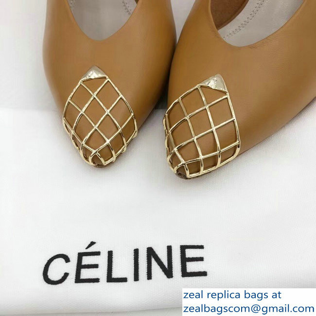 Celine Heel 7.5cm Mesh Metal Pumps Brown 2018