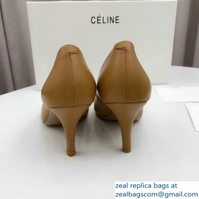 Celine Heel 7.5cm Mesh Metal Pumps Brown 2018