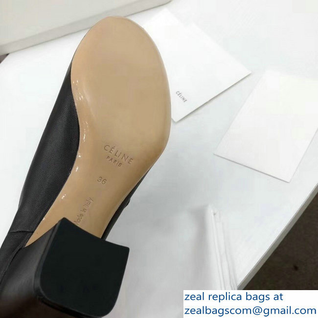 Celine Heel 7.5cm Soft Dance Lace-Up Loafers In Nappa Lambskin Black 2018
