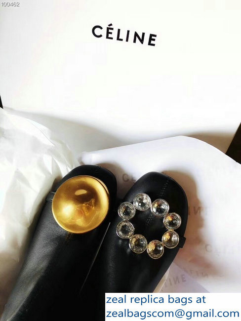 Celine Heel 8.5cm Leather Block Heels With Jewels Boots 2018