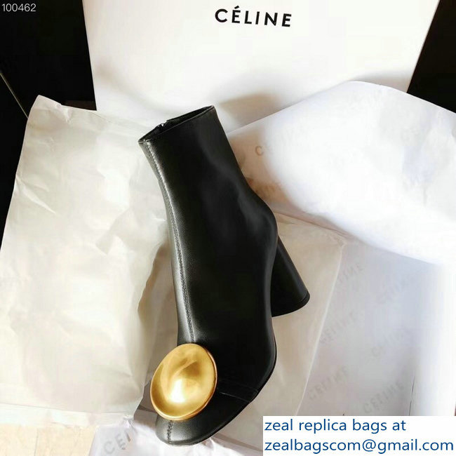 Celine Heel 8.5cm Leather Block Heels With Jewels Boots 2018 - Click Image to Close