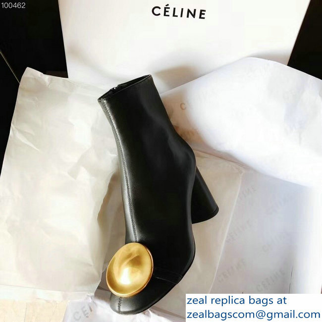 Celine Heel 8.5cm Leather Block Heels With Jewels Boots 2018