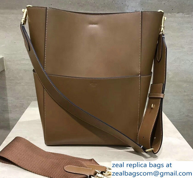 Celine Sangle Bucket Bag In Natural Calfskin Brown